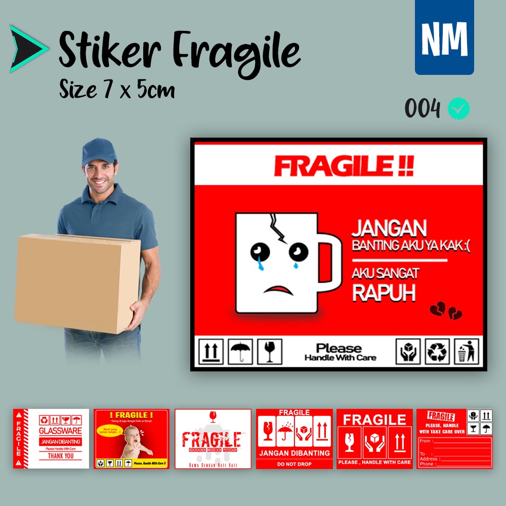 Stiker Fragile Stiker Pecah Belah Stiker Label Pengiriman Sticker Fragile Horizontal-004