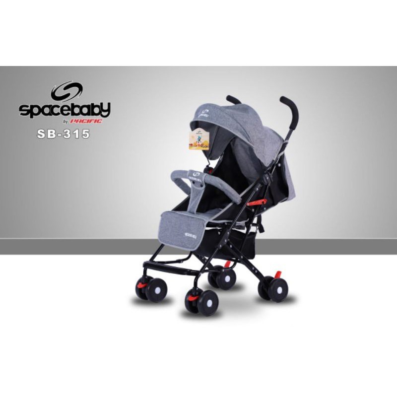 Stroller Anak Bayi Balita Kereta Dorong Stroler Spacebaby SB315 By Pacific Size Ringan Lipat SNI-1
