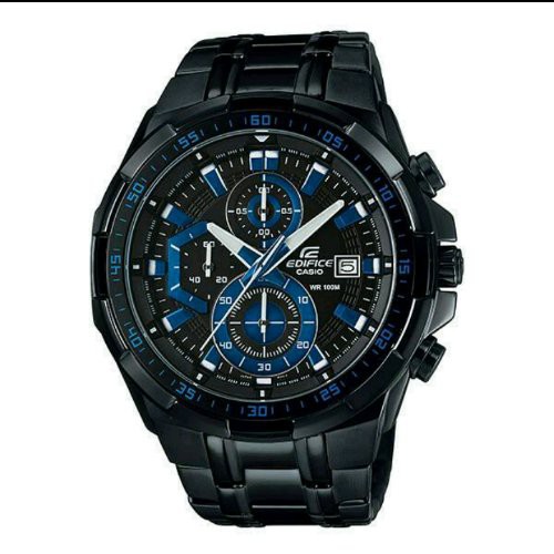 Casio Edifice Original Japan EFR 539D  - 1A2VUDF Chain Stainless Black Dial Blue