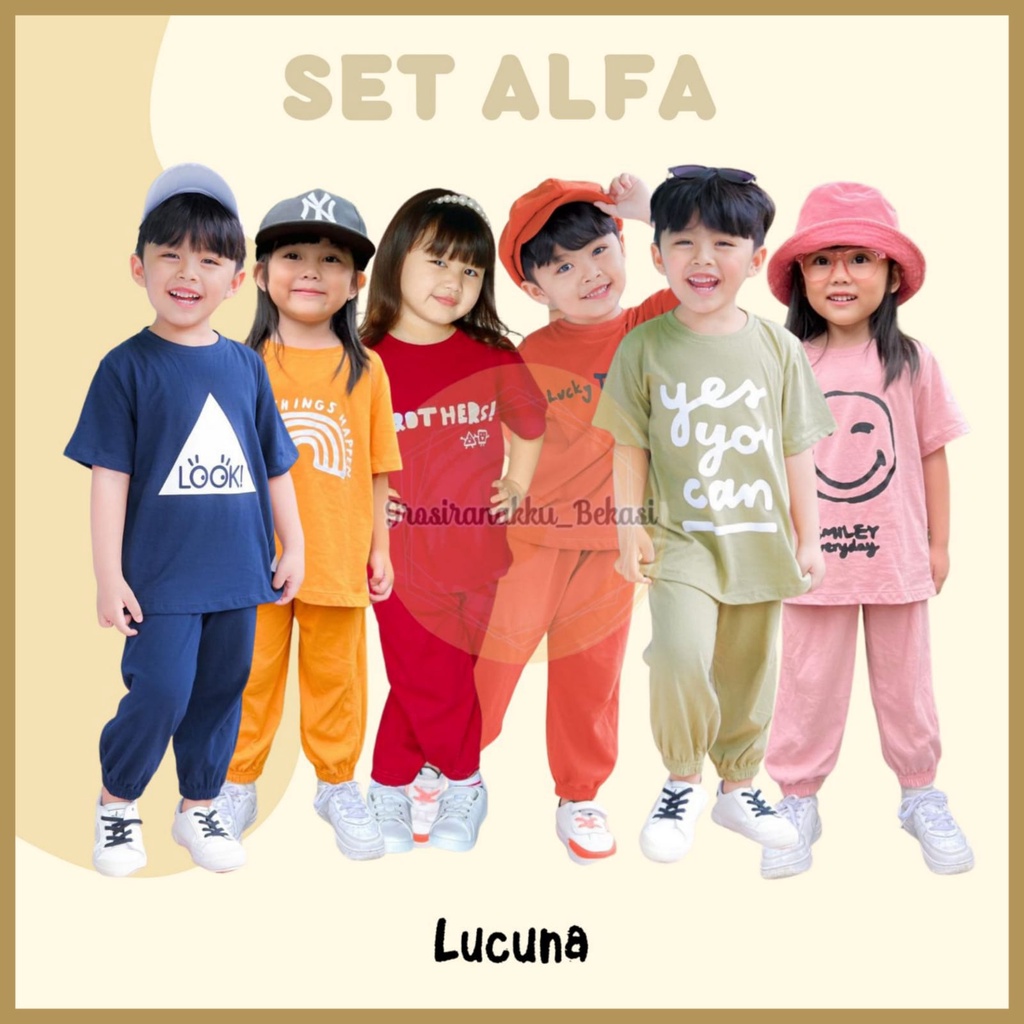 Setelan Anak Unisex Alfa Lucuna Mix Warna Size 1-5Thn