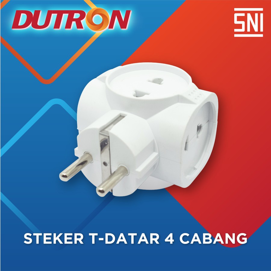 STEKER T Multi 4 Cabang Datar 4 Lubang Colokan DUTRON DV-STA-01-TD-HG