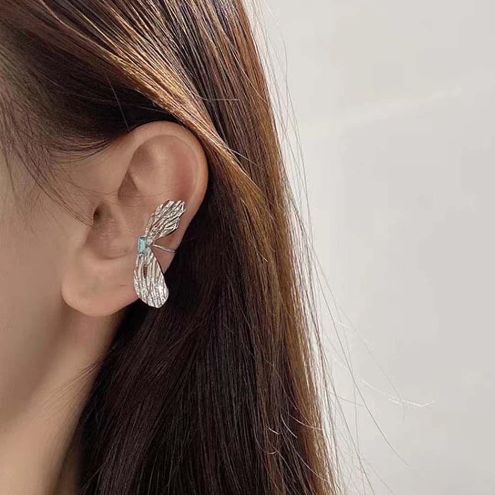 NEEDWAY Bow Ear Clips Trendy Fashion Ear Cuff Perhiasan Hadiah Anting Gaya Korea Perhiasan Aesthetic Klip Tulang Telinga