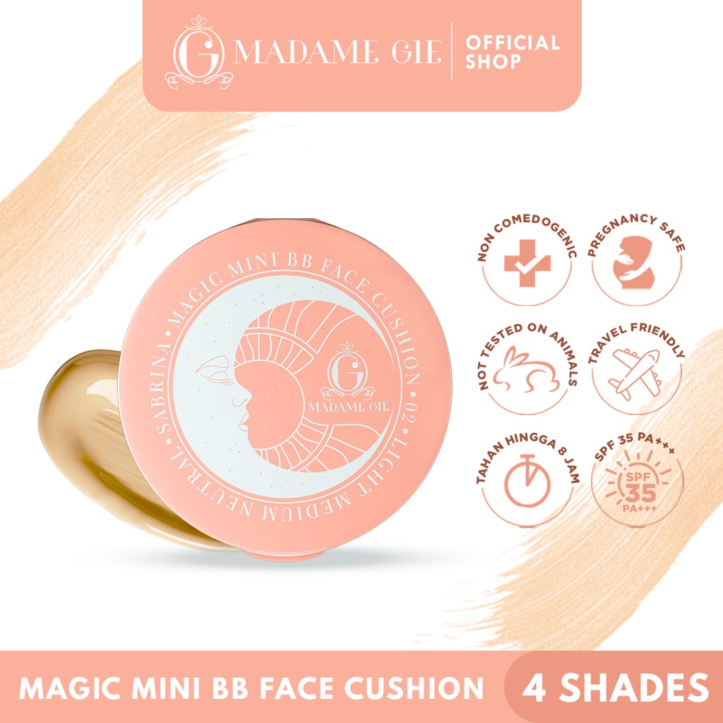 LIZBEAUTY -  Madame Gie Magic Mini BB Face Cushion - SPF 35 PA++ Dewy Finish Foundation Tidak Menyumbat Pori-Pori