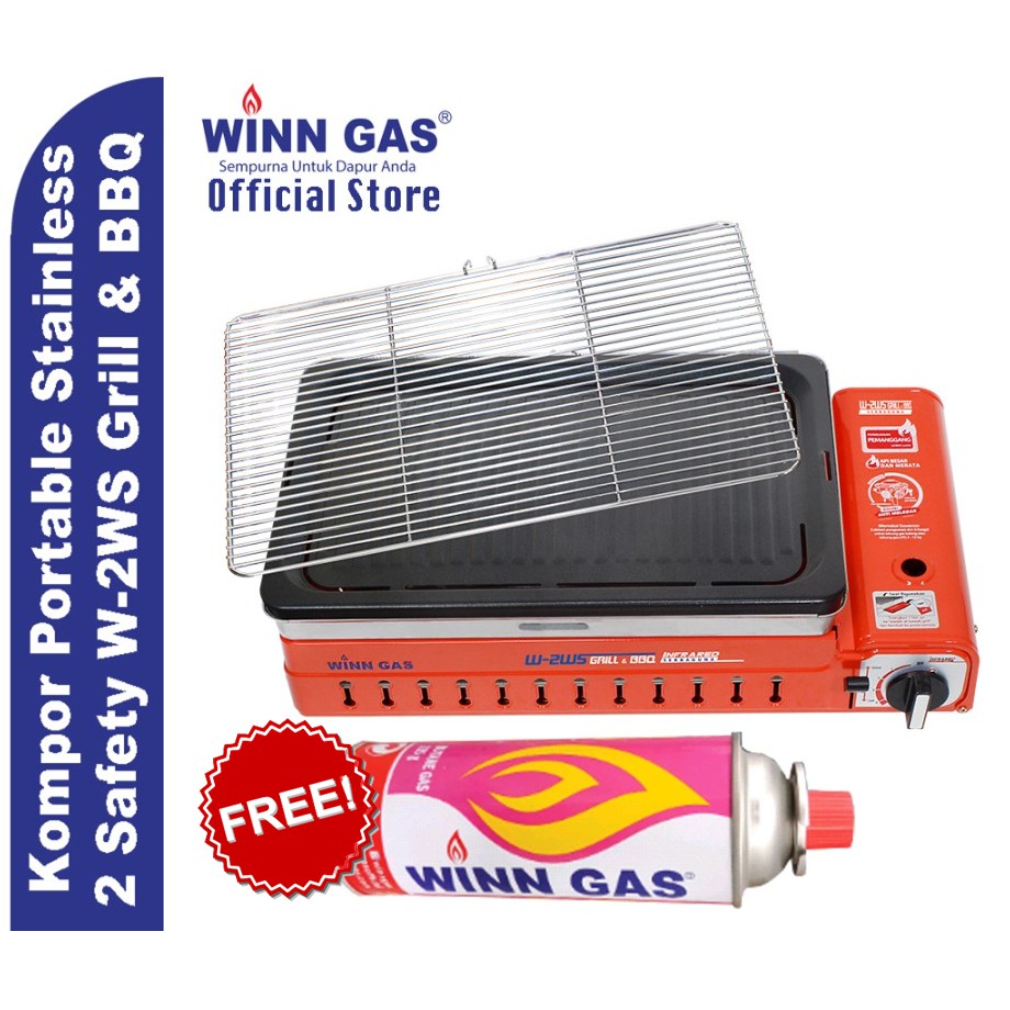 Winn Gas Kompor Grill Portable W2WS - 2 Fungsi FREE Tabung Gas Kaleng