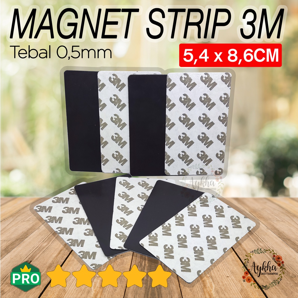 Magnet Strip Lembaran Sheet Rubber ID Card KTP SIM Emoney Toll Lem Doubletape 3M Size 0,5x54x86mm