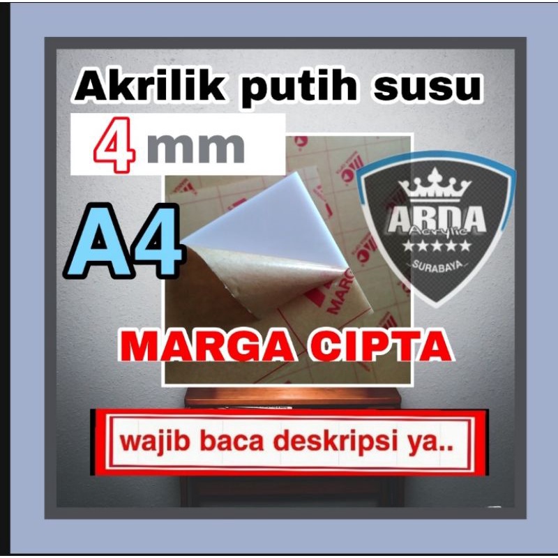 Akrilik 4mm susu A4 acrylic white akrilik lembaran
