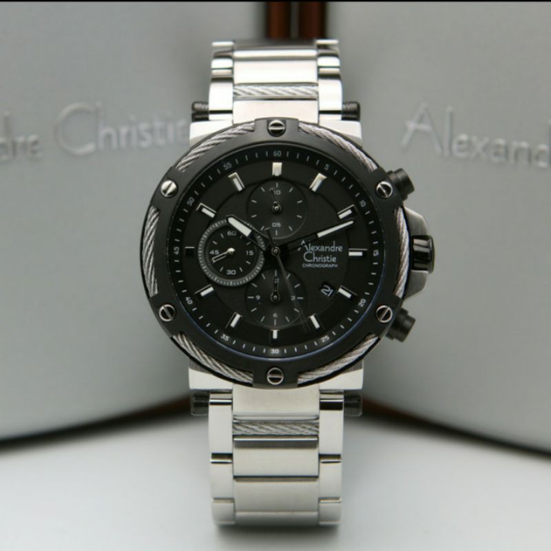 ALEXANDRE CHRISTIE AC6551 SILVER BLACK PRIA.ORIGINAL GARANSI RESMI 1TAHUN