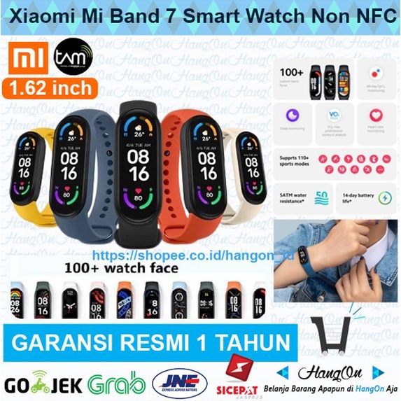 Xiaomi Mi Band 7 Smart watch Band Blood Oxygen Monitor Non NFC Garansi 1.62&quot; Waterproof 5 ATM Jam Tangan Pintar Olahraga  100+ Watch Face
