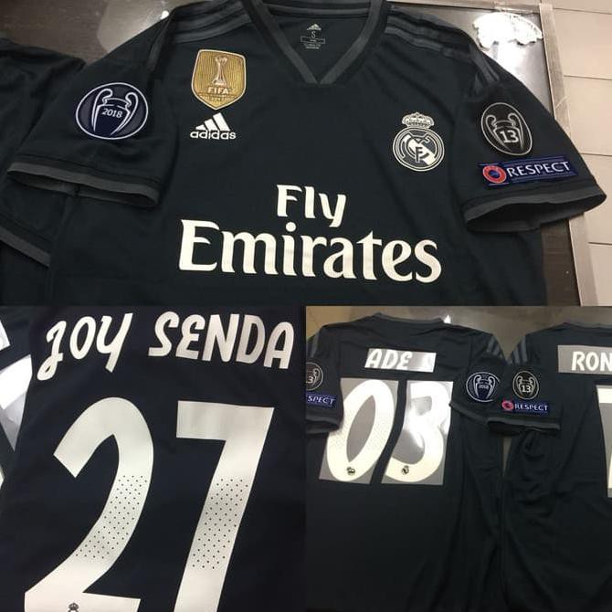 Jersey Baju Bola Real Madrid Away 18 19 Fullpatch Ucl Nameset Grade Shopee Indonesia