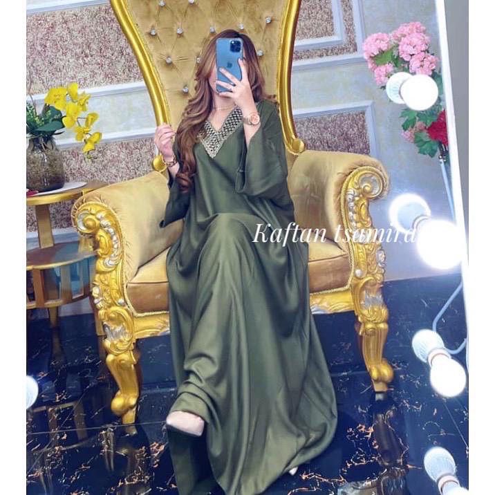 Kaftan Tsamira Renda Free Belt Dress Kaftan Wanita Rayon Twill Jumbo