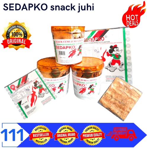 

SEDAPKO Snack Juhi Sotong Garing toples 75 Gr dan 100 Gr makanan ringan