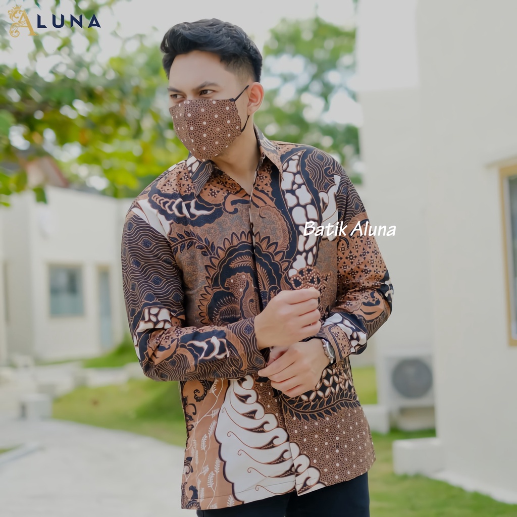 KEMEJA BATIK PRIA PREMIUM LENGAN PANJANG REGULAR BATIK ALUNA PCW 067