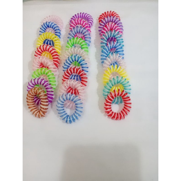 ikat rambut sprilal kabel telefon / ikat rambut spiral 2 warna