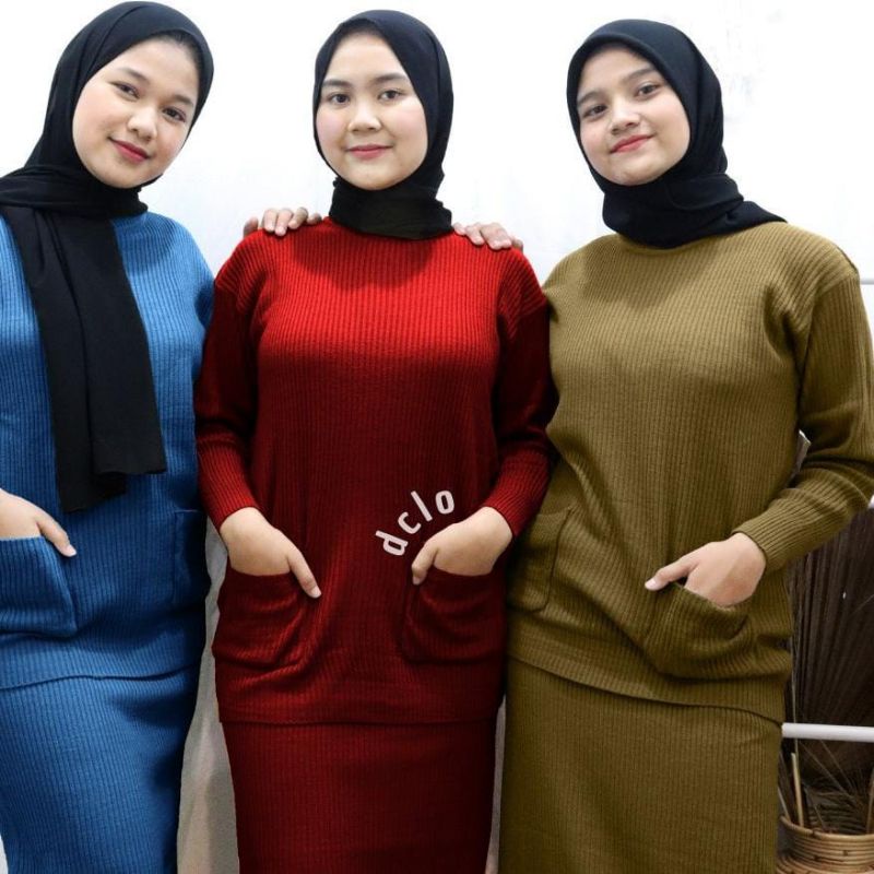 One Set Rajut Boxy Setelan Knit Rajut Boxy Premium