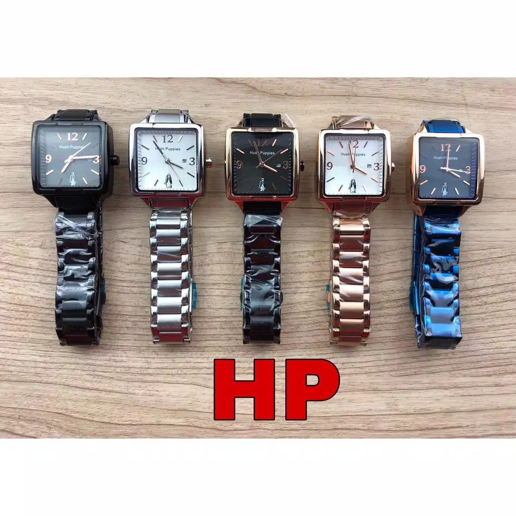JAM TANGAN WANITA HUSH PUPPIES PERSEGI RANTAI TANGGAL AKTIF (NEW)
