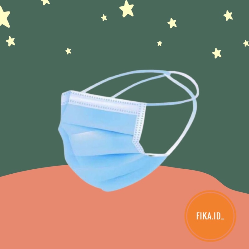 MASKER HIJAB 3 PLY DISPOSABLE FACE MASK PER BOX ISI 50 PCS HEADLOOP NON MEDIS BIRU HITAM PUTIH.
