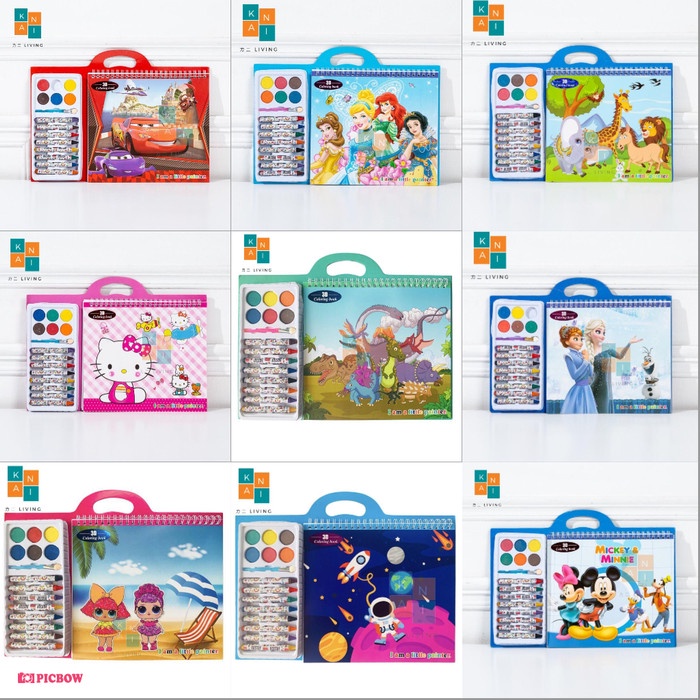 

(DISKON TERMURAH) BUKU GAMBAR ANAK CRAYON SET CAT AIR KUAS DRAWING BOOK ANIMAL SEA LIFE - RANDOM