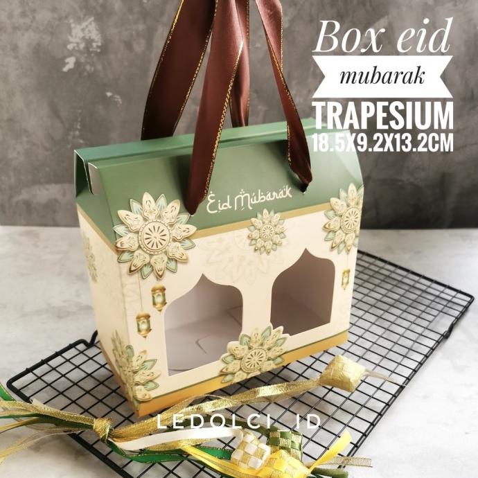 

BOX TOPLES COOKIES LEBARAN IDUL FITRI MODEL TRAPESIUM HIJAU MUDA ledolci92 Ayo Beli