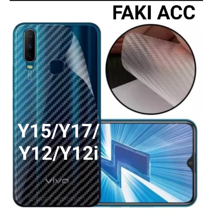 SKIN CARBON / GARSKIN / STICKER / ANTI JAMUR VIVO Y12/Y15/Y17/Y12i ANTI GORES BELAKANG HP