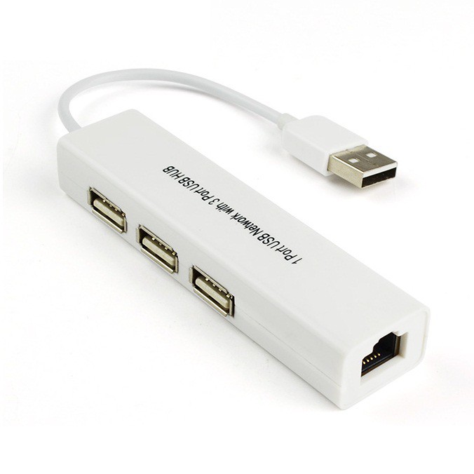 Grab Medan USB to LAN Card + 3 PORT USB Hub 8152 Ethernet External Network Card White