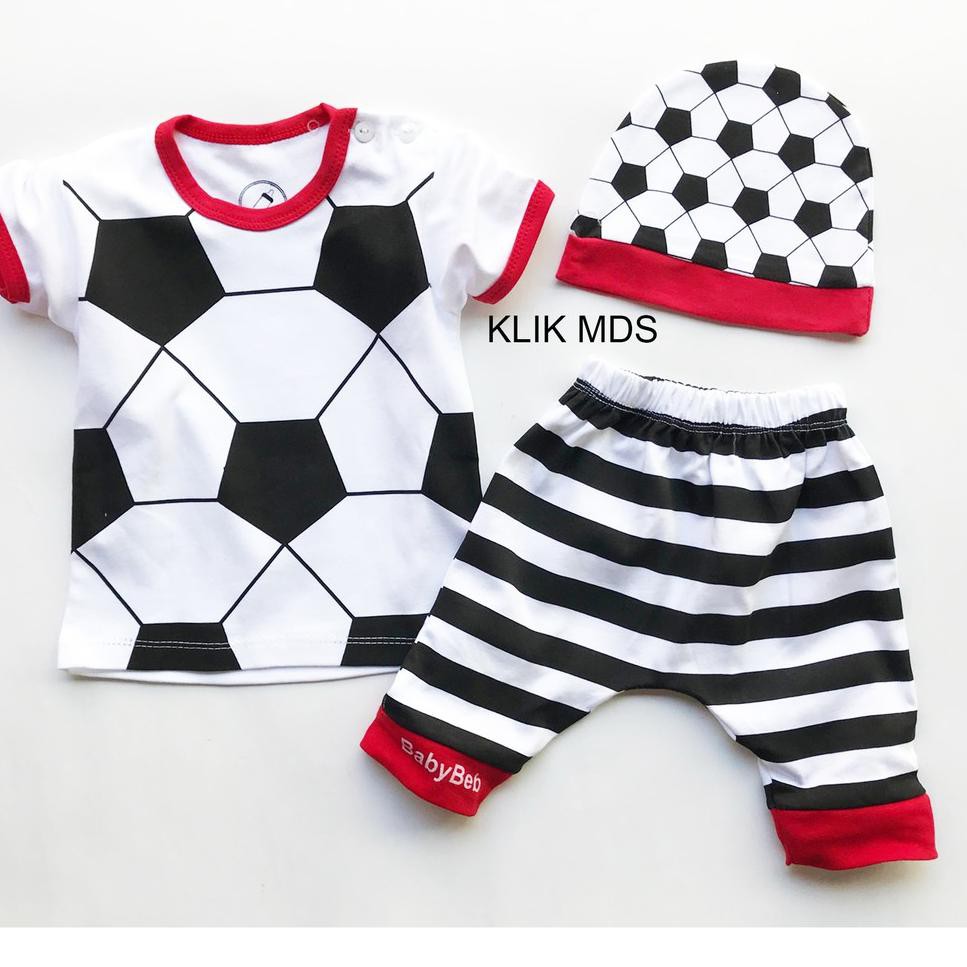 Paling Diminati.. Klik Mds Baju Anak Setelan Atasan dan Celana Motif Karakter Bola Free Topi