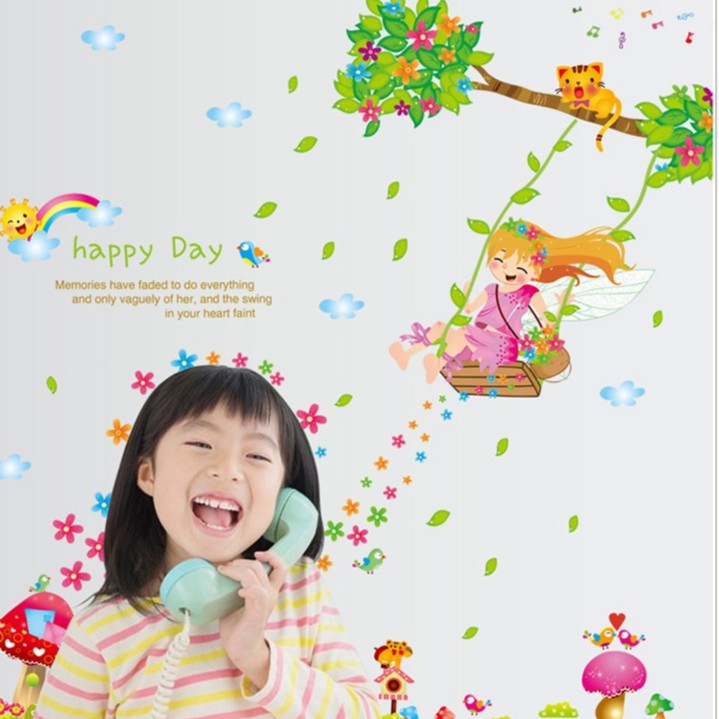 RELIZA WALL STICKER / STIKER DINDING ANAK GADIS AYUNAN BUNGA FLOWERS JAMUR AY7270