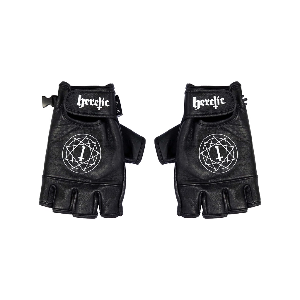 Heretic - Fingerless Leather Gloves - Sarung Tangan Kulit - Pentagram