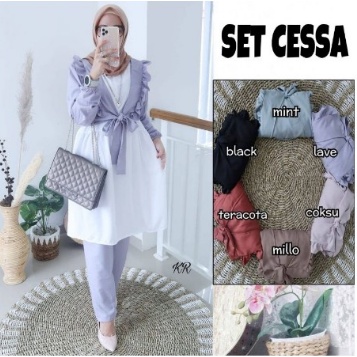 Cessa Set / Setelan Baju Wanita Tunik dan celana / Oneset Terbaru model Kekinian / Setcel Jumbo 2021