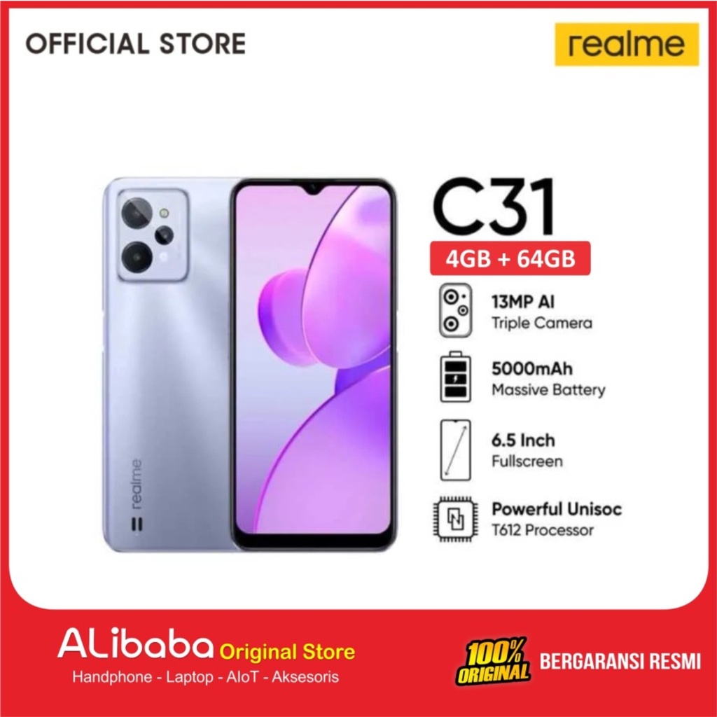 Jual REALME C31 [4/64GB] - [3/32GB] Triple Camera Garansi Resmi ...