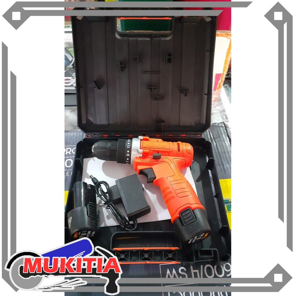 Mesin Bor Baterai XENON CDD500 12v Cordless Drill Heavy Duty Bor Tanpa Listrik Bor Batre