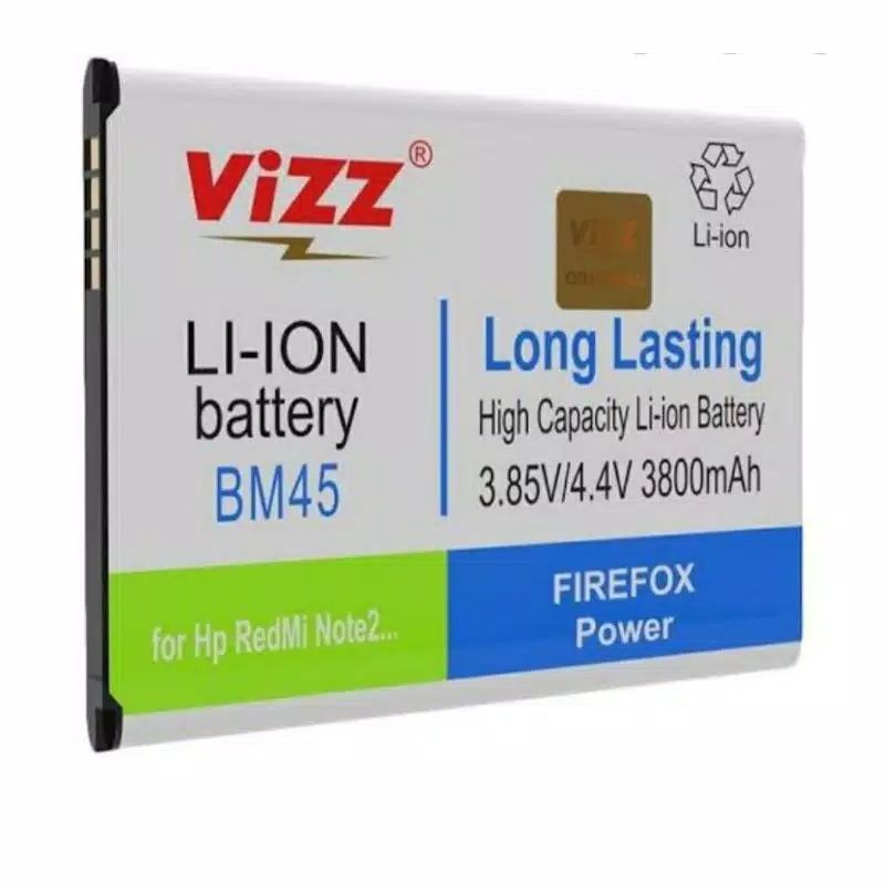 BATERAI BATRE BATTERY VIZZ DOUBLE POWER BM45 FOR XIAOMI REDMI NOTE 2