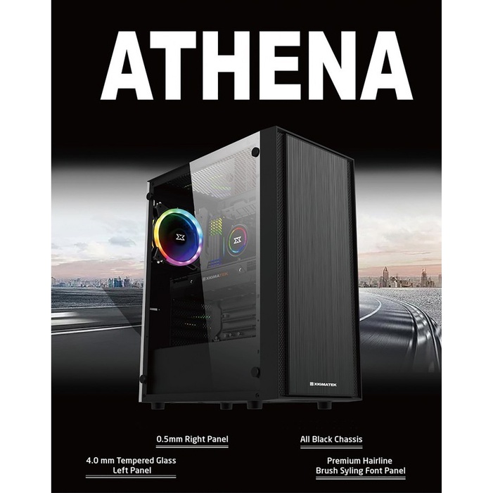 Casing XIGMATEK Athena - Tempered Glass Mid-Tower ATX Gaming Case