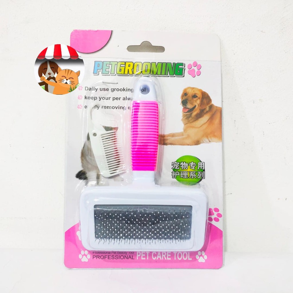 Sisir Kawat Pet Grooming Anjing Kucing Kelinci Full Totol Titik Karet