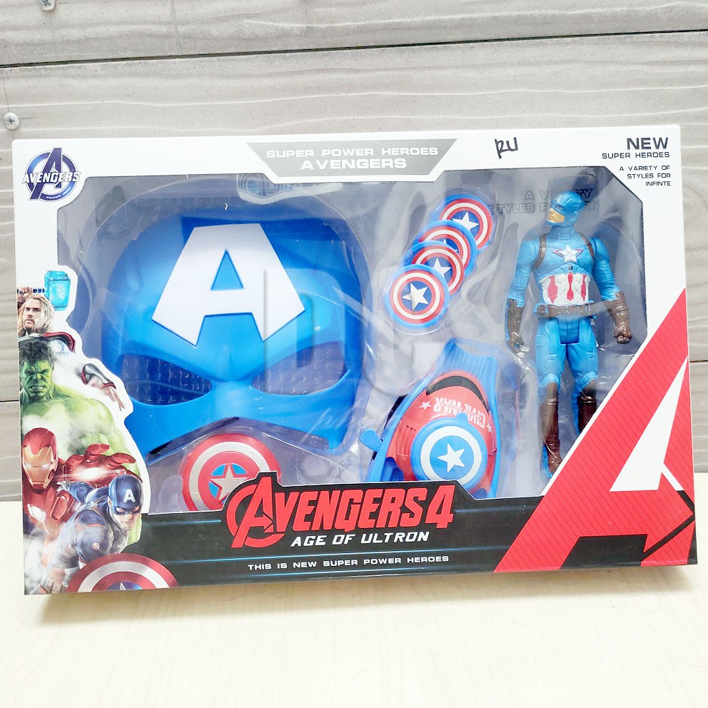 Avengers 4 Age of Ultron Set Captain America Hulk Iron Man Spiderman Topeng Action Figure Superhero