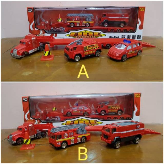 Set Mainan Diecaat Mobil Pemadam Kebakaran Damkar - Diecast Mobil Pemadam Kebakaran