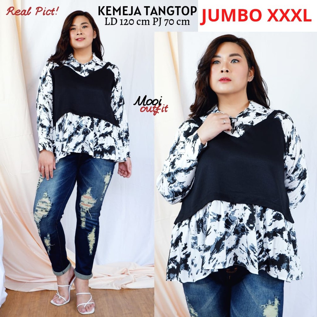 Kemeja Tanktop Jumbo Wanita Style Terbaru Kekinian Xxxl Ld 120 Modern