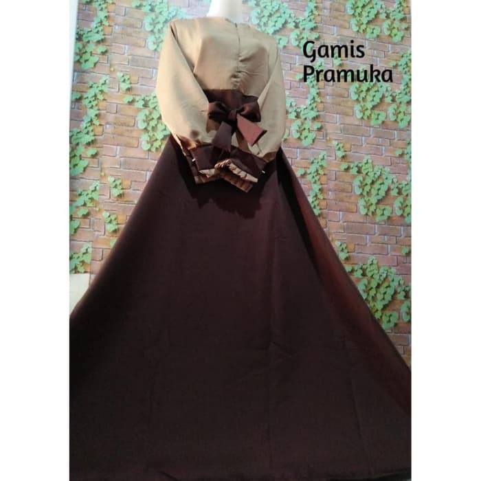 seragam sabtu sekolah syari formal Gamis pramuka coklat kerja guru
