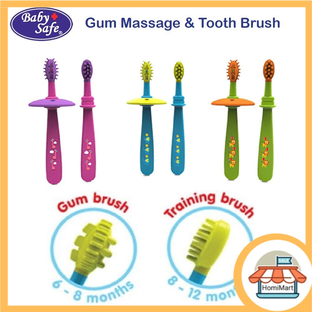 BABYSAFE Gum Massage Tooth Brush Sikat Gigi Bayi Baby Safe TB003 TERMURAH