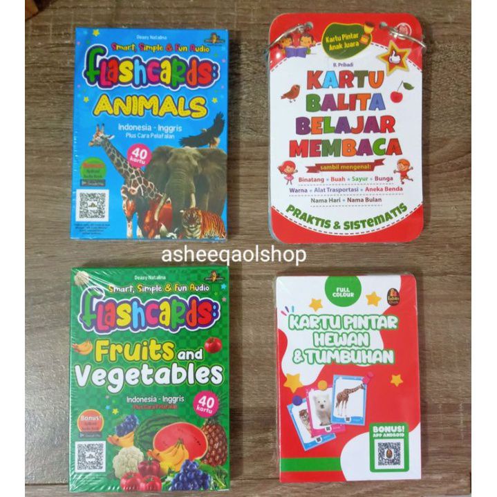 Kartu Balita Belajar Membaca/Flash cards Buah Sayur Hewan Tumbuhan Animal