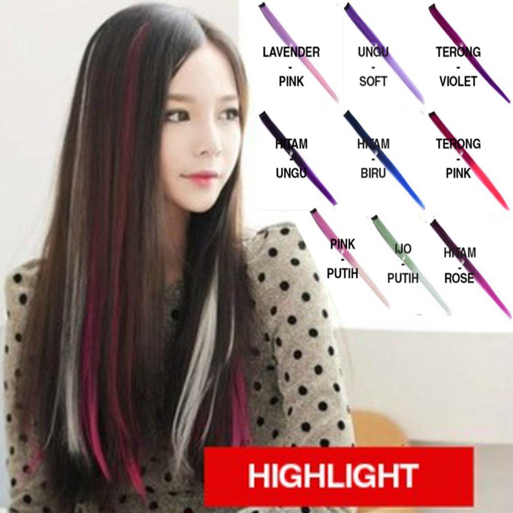 HAIRCLIP WARNA GRADASI clip on 55cm hair clip warna highlight rambut palsu klip