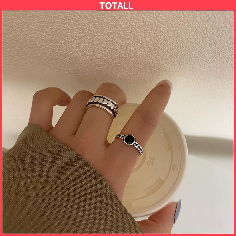 COD Set Cincin Kombinasi Wanita Pembukaan Sederhana Dapat Disesuaikan Cincin Jari Telunjuk Fashion Gaya Keren Desain Niche Net Cincin Merah-Totall