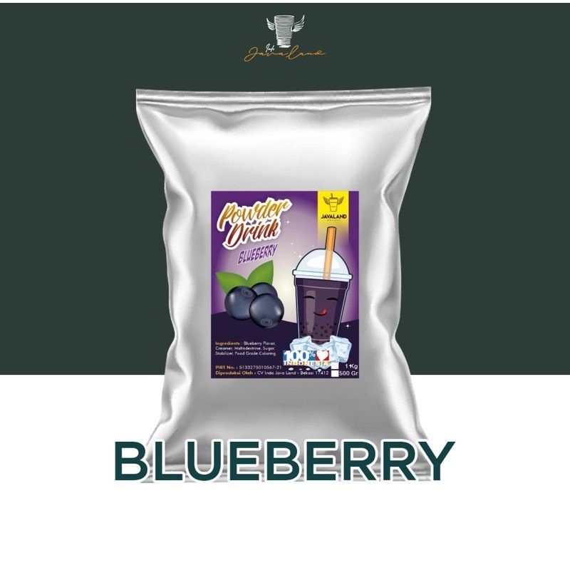 

Blueberry. Bubuk perasa minuman (powder drink) Javaland