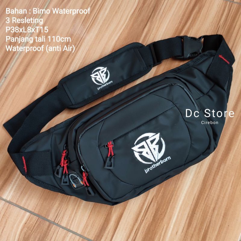 TAS SELEMPANG PINGGANG PRIA ANTI AIR DISTRO BAHAN PREMIUM / WAISTBAG