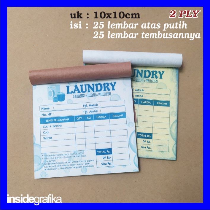 

Nota Laundry Rangkap 2 Ply Kecil Kwitansi Laundri Kuitansi Loundry Binatu Invoice Faktur Loundri Bon Londri Satuan Struk Cuci Baju Kiloan