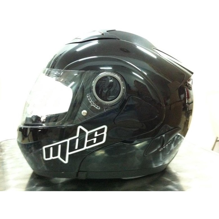 Helm MDS Pro Rider Black Solid Flip Modular FullFace Full Hitam Visor