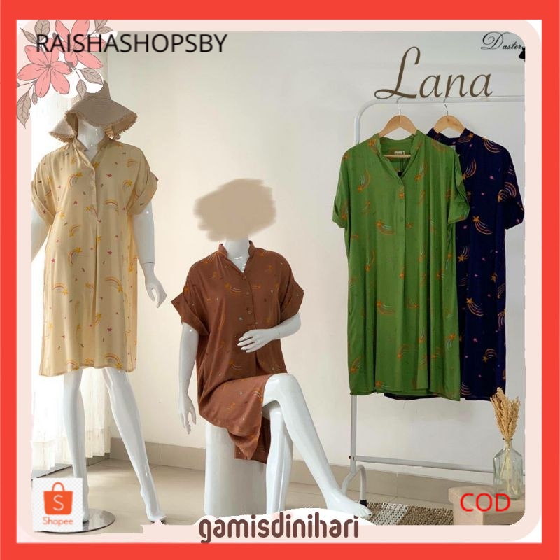 daster seksi jumbo katun busui fifi lana baju tidur wanita sexy rayon motif lengan pendek mini