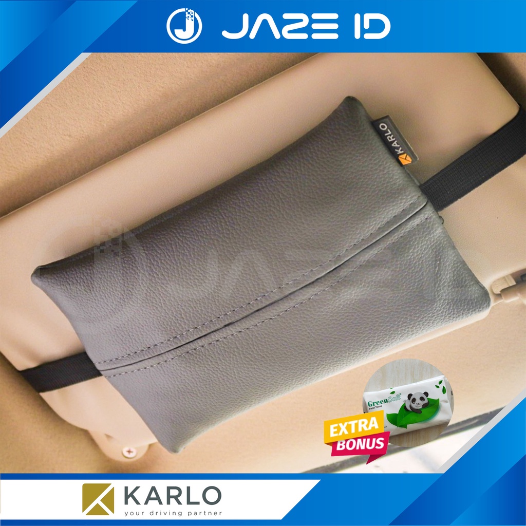 Karlo Tempat Tissue Tisu Mobil Premium Sun Visor Jok Basic Grey Abu