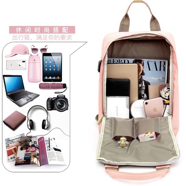 Tas Bayi Multifungsi Baby Diapers Bag Tas Perawatan Tas Perlengkapan Travelling Bayi Tas Wanita USB Fashion Korea