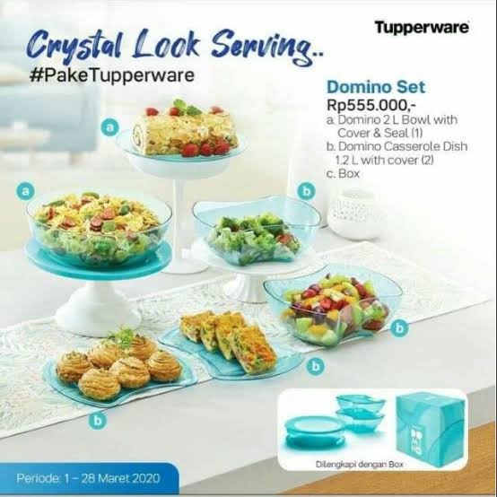 DOMINO SET serving crystal sajian makan wadah saji makanan