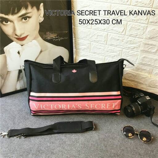 Tas wanita Victoria Secret Travel Kanvas Bla Pink TERBARU